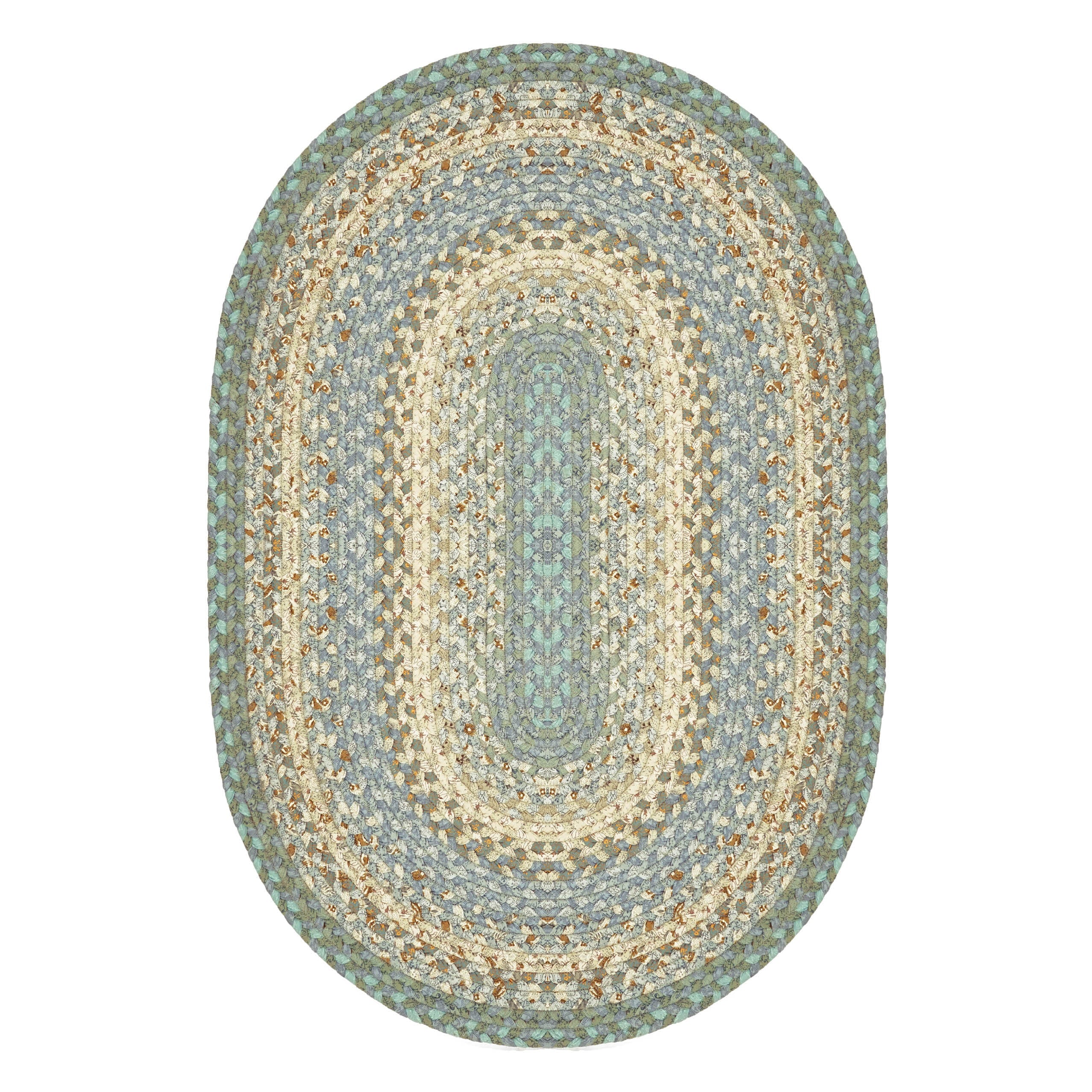 Homespice Baja Blue Reversible Braided Cotton Rug 20 x 30 Oval Entryway, Kitchen and Bathroom