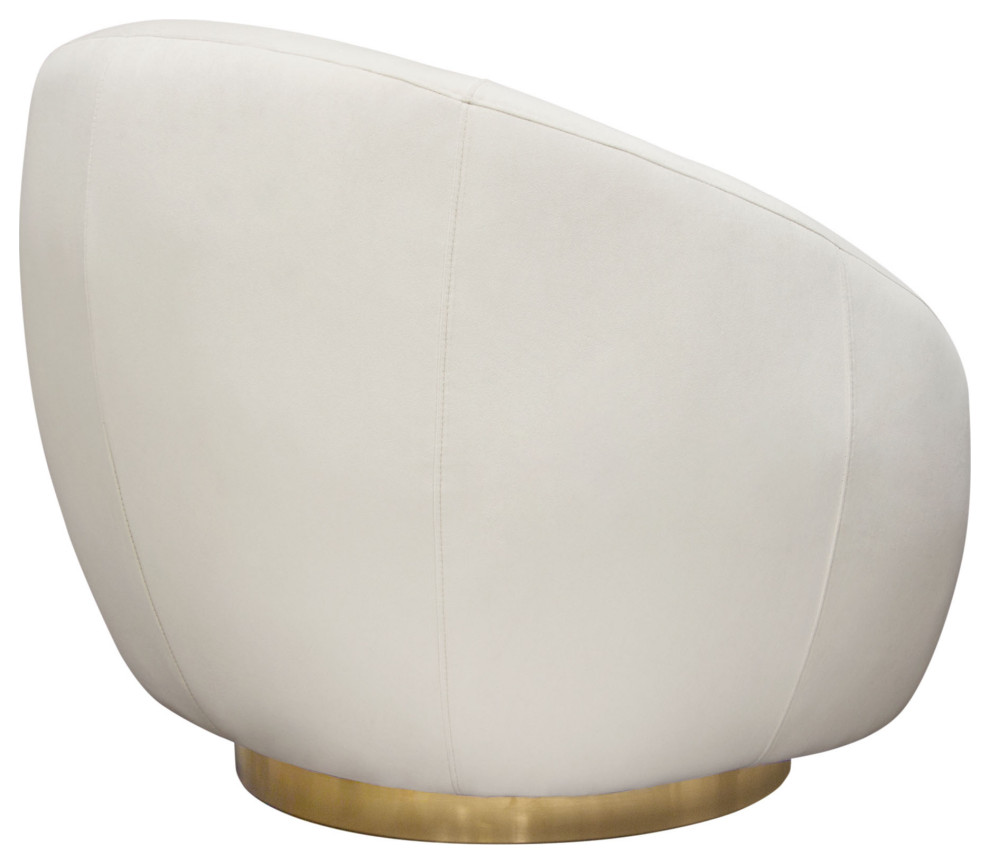 Celine Swivel Accent Chair  Light Cream Velvet With Brushed Gold Accent Band   Contemporary   Armchairs And Accent Chairs   by clickhere2shop  Houzz