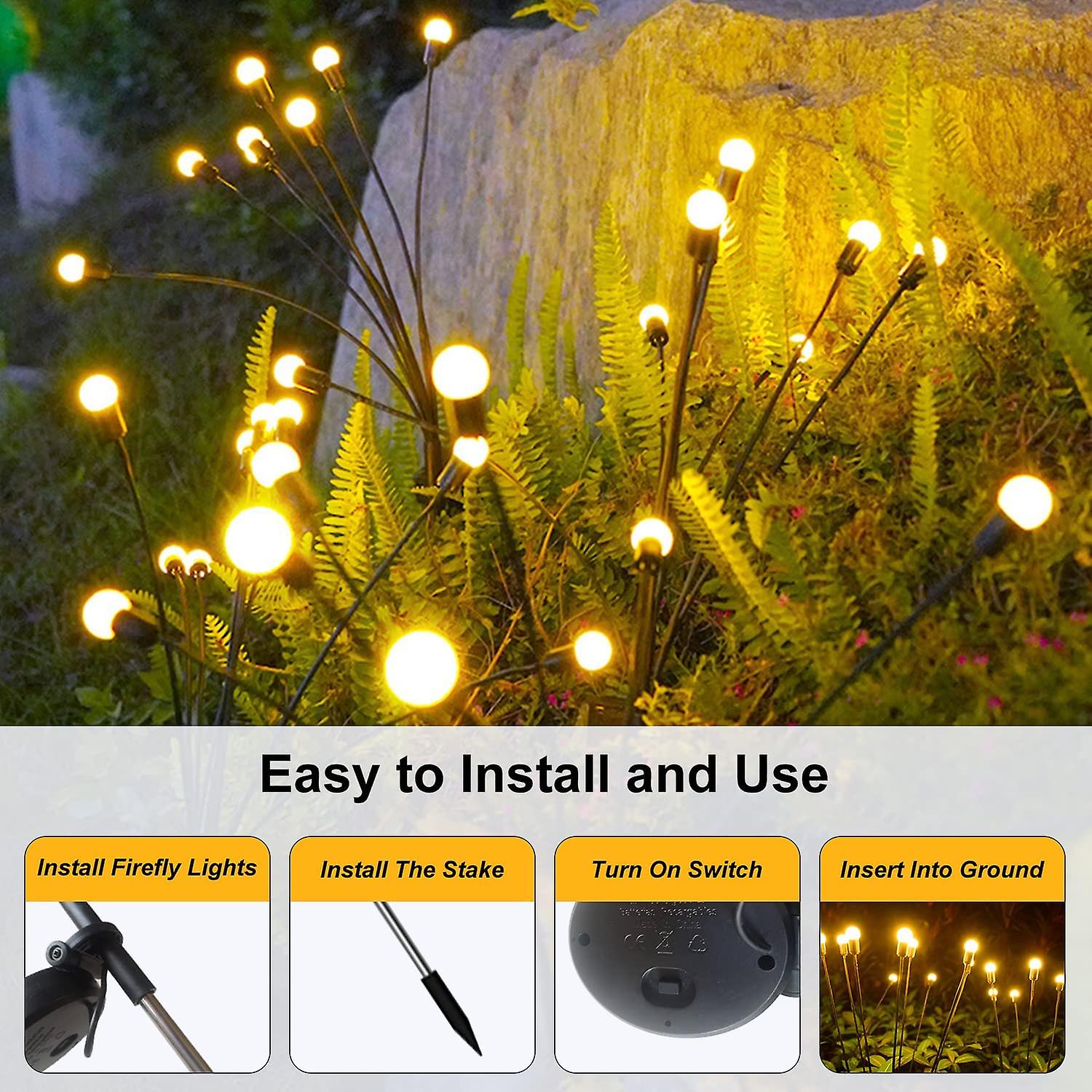 Solar Lights For Outside Solar Lights Outdoor Waterproof 8 Leds Sway By Wind Garden Decor Firefly Lights For Yard Garden Decor Pathway Patio Christmas