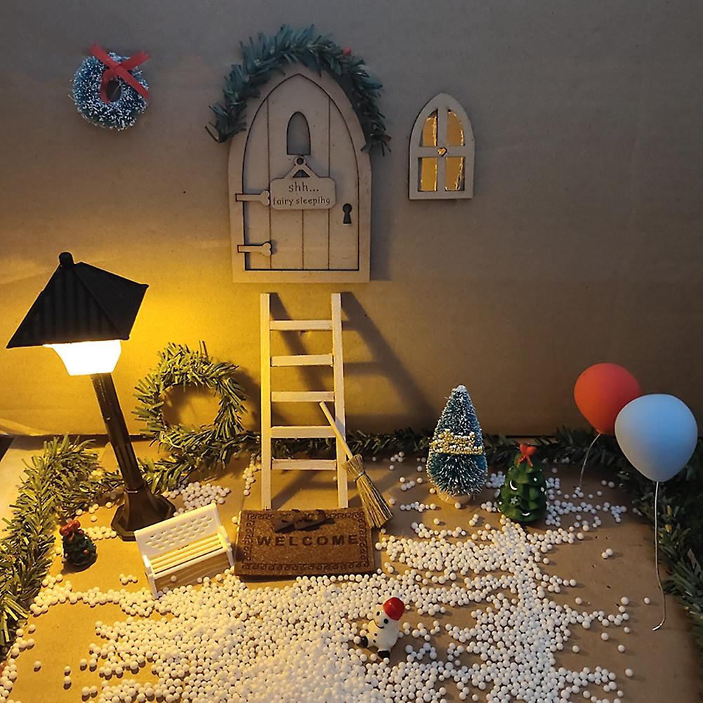 Christmas Simulation Furniture Doll House Decoration Accessories Model Ladder Lantern Bench Snowman Craft Set