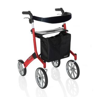 Stander Trust Care Let's Go Out 4-Wheel Lightweight Folding Rollator with Seat in Red and Black 4600-RD