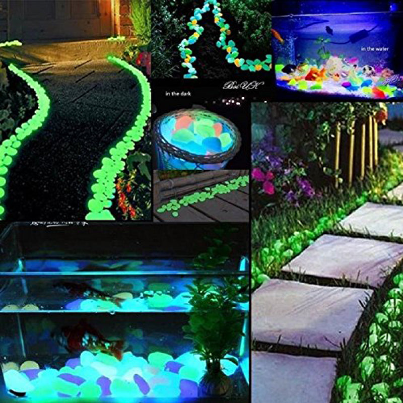 100pcs/Bag Luminous Pebbles Glow in the Dark Stones Rocks for Home Fish Tank Garden Outdoor Walkway Decor