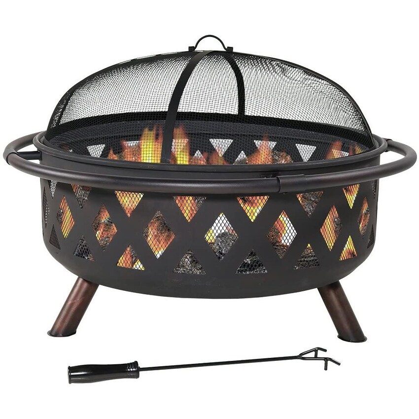 36 Inch Premium Portable Fire Pit Outdoor Garden Wood Burning And Grill Pit