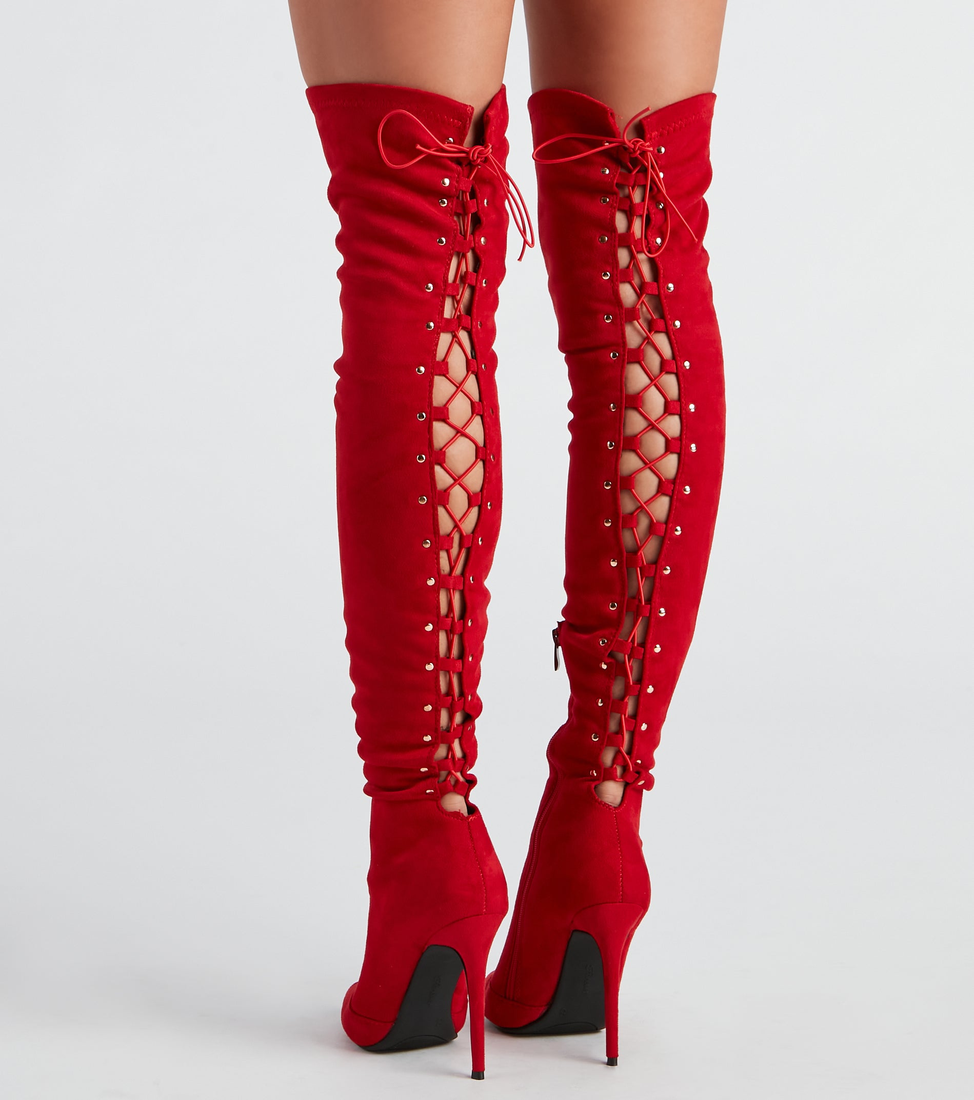 Sultry Lace-Up Thigh-High Boots