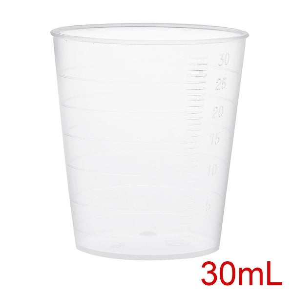 2pcs Kitchen Laboratory 30mL Clear Plastic Graduated Measuring Cup w Cap - 30mL 2 pcs