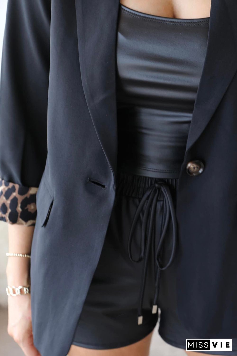 Black Leopard Lined Blazer