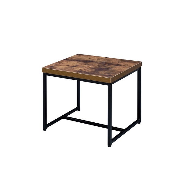 Modern Style Bob Rectangular End Table in Weathered Oak and Black