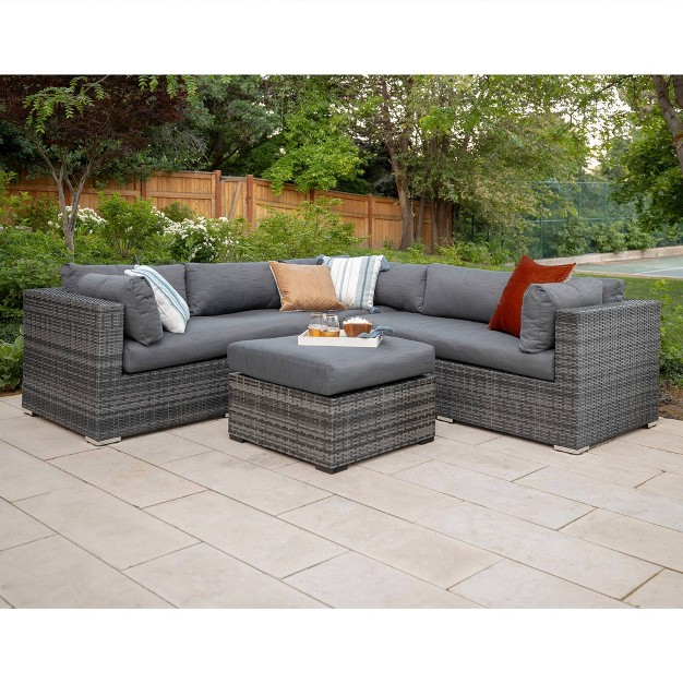 4pc Metal Multi shade Rattan Sectional Gray Saracina Home