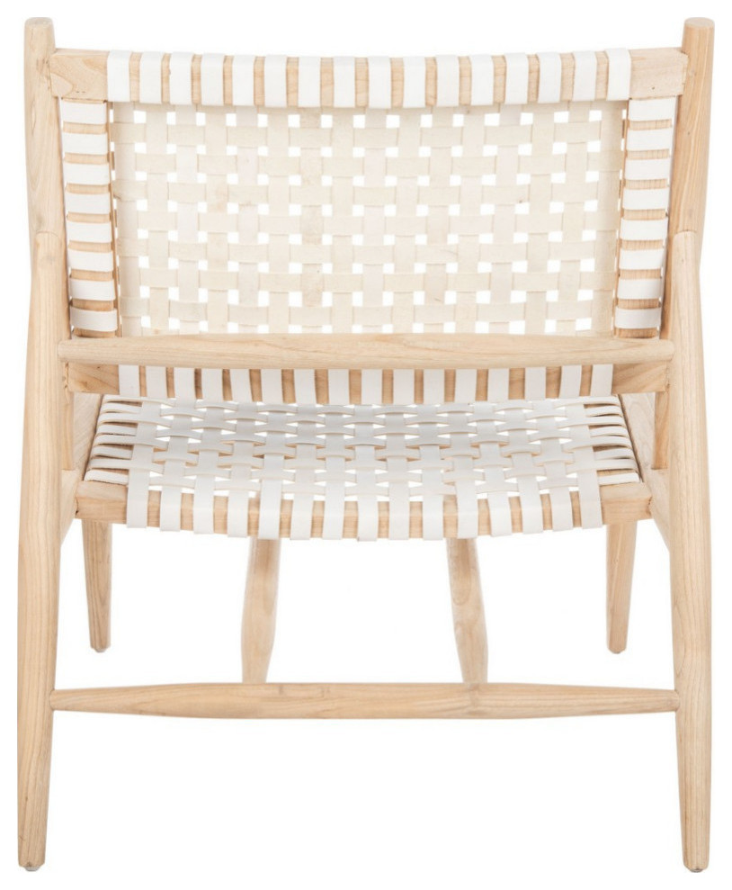 Leil Leather Woven Accent Chair  Natural/White   Midcentury   Armchairs And Accent Chairs   by Rustic Home Furniture Deco  Houzz