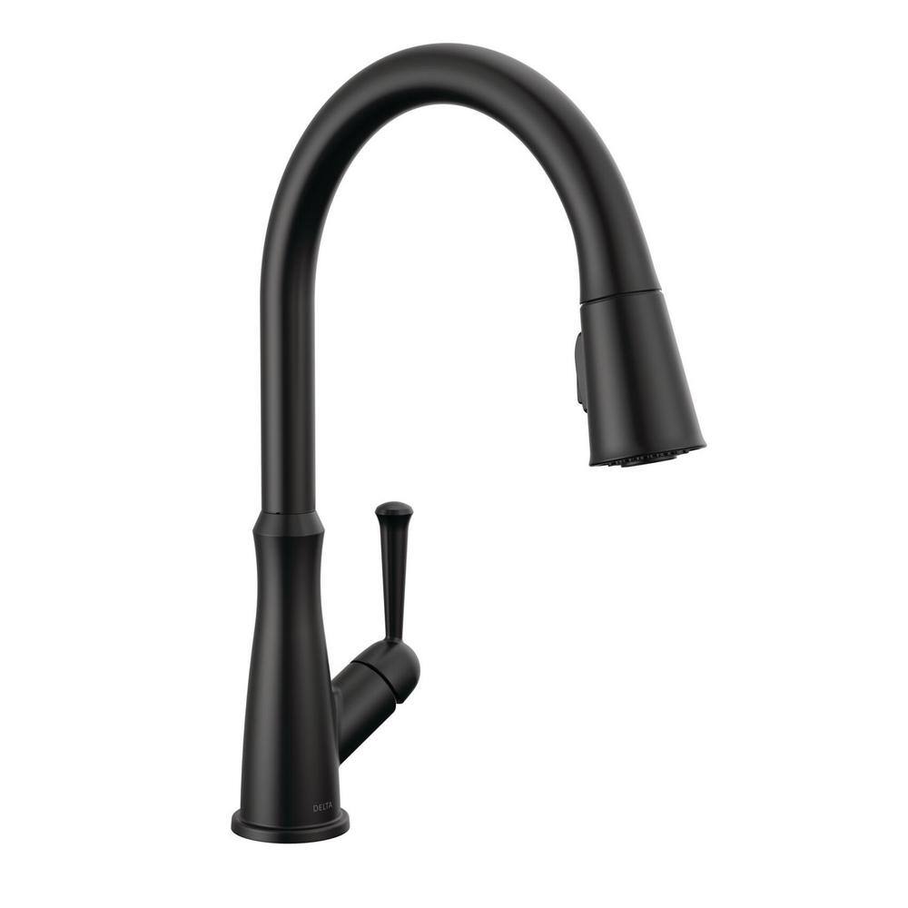 Delta Westville Single Handle Pull Down Sprayer Kitchen Faucet in Matte Black 9110-BL-DST