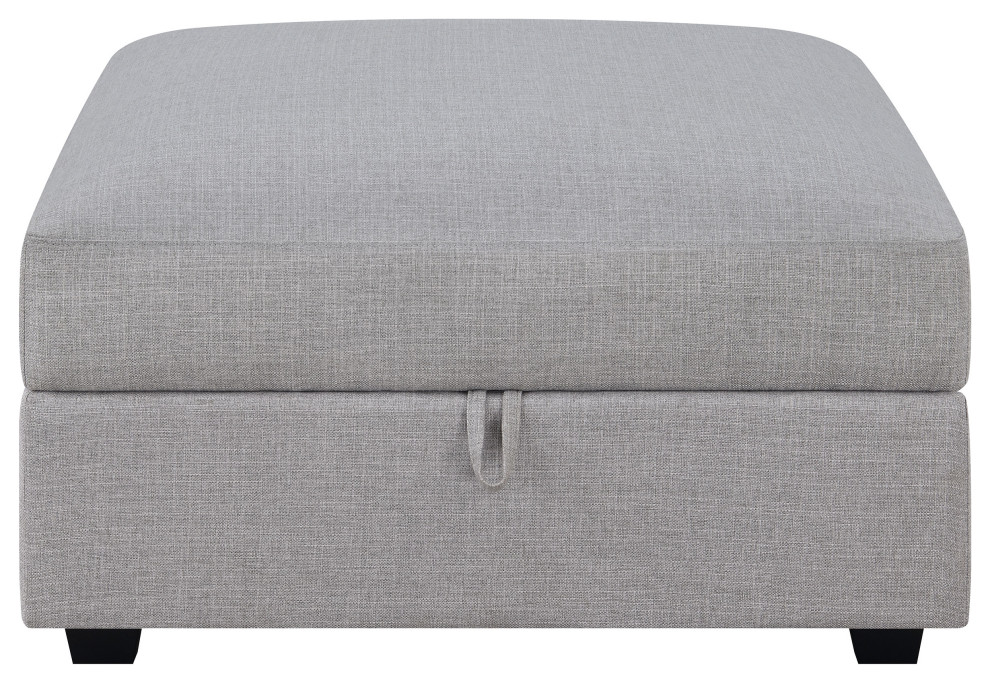 Cambria Upholstered Square Storage Ottoman Grey   Modern   Footstools And Ottomans   by Modon  Houzz