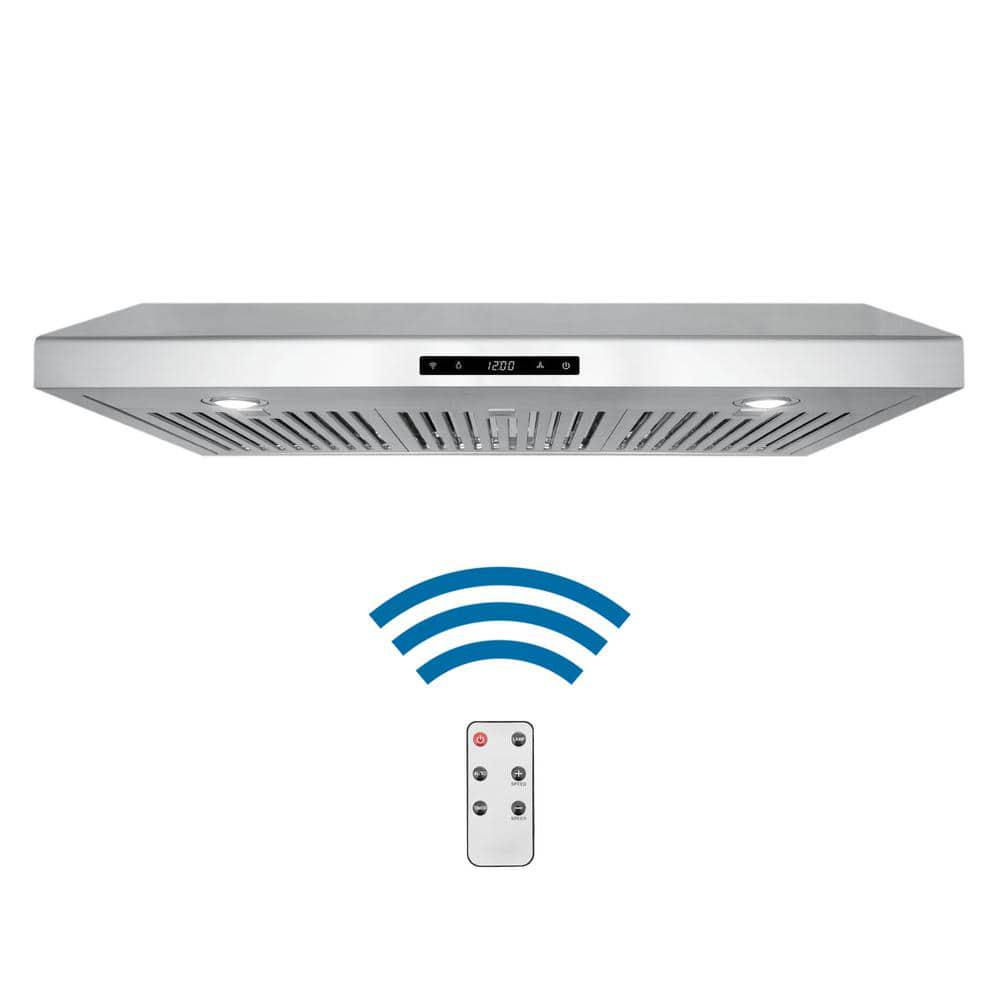 Cosmo 36 in 500 CFM Ducted Under Cabinet Range Hood with Digital Touch Display and LED Lights in Stainless Steel