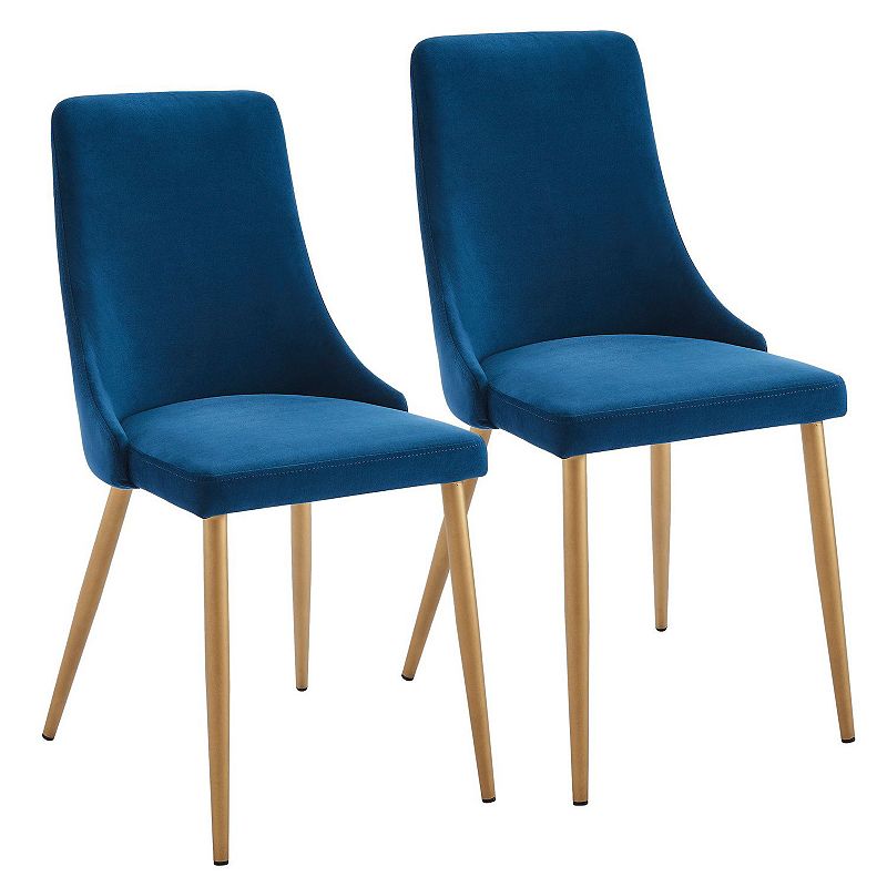 Set of 2 Blue and Gold Contemporary Side Chairs 35.75