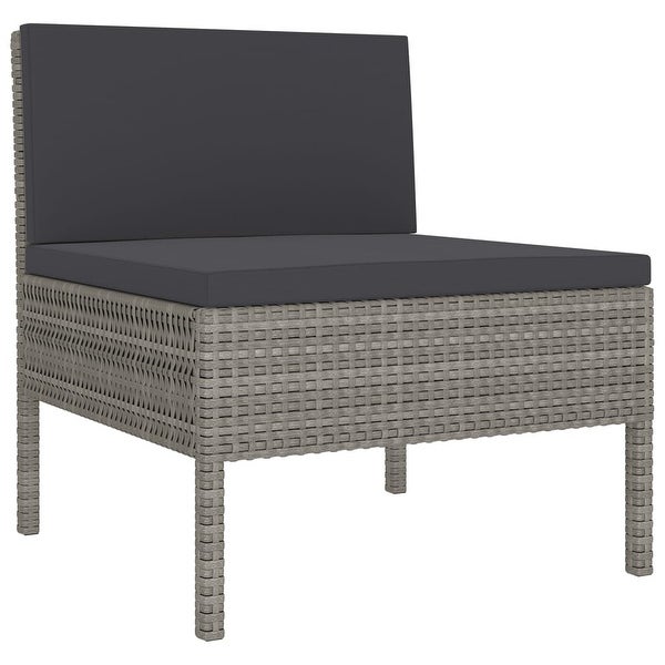 14 Piece Patio Lounge Set with Cushions Poly Rattan Gray - Overstock - 36364626