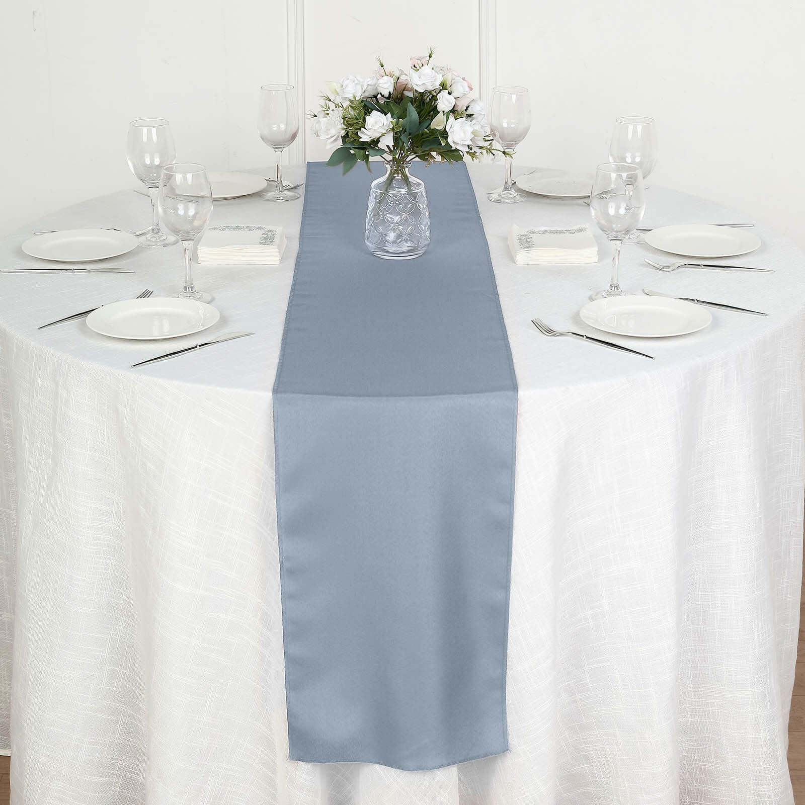 Dusty Blue Polyester Table Runner 12