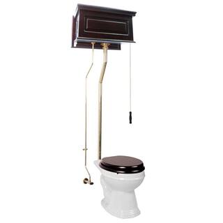 RENOVATORS SUPPLY MANUFACTURING Hardwick High Tank Single Flush 2-Piece 1.6 GPF Round Bowl Toilet in White with Tank and Brass Pipes Seat not Included 13029