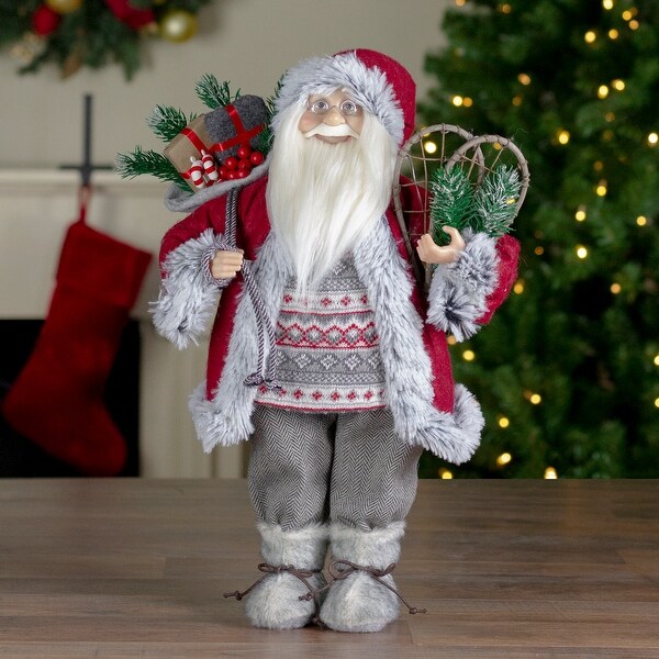 18 Standing Santa Christmas Figure with Snow Shoes and Presents