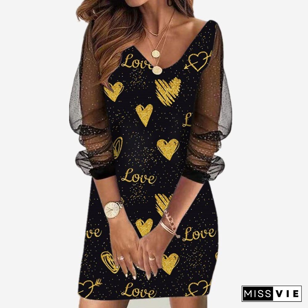 Sequin Sheer Mesh Ladies Dress Women Sexy V Neck Long Sleeve Bodycon Dress Paty Night Clubwear Vestidos De Mujer