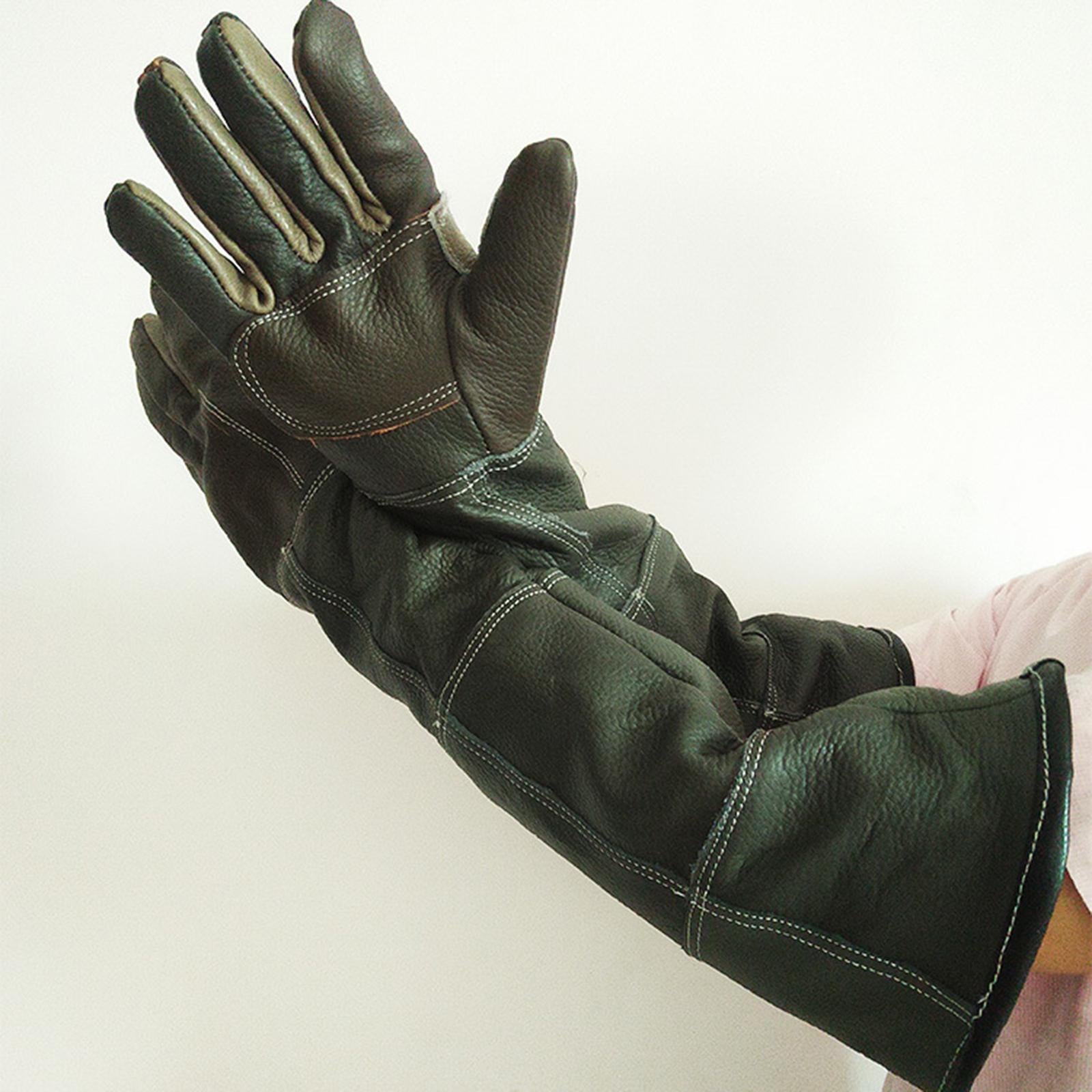 Long Leather Animal Handling Gloves Protect Scratch