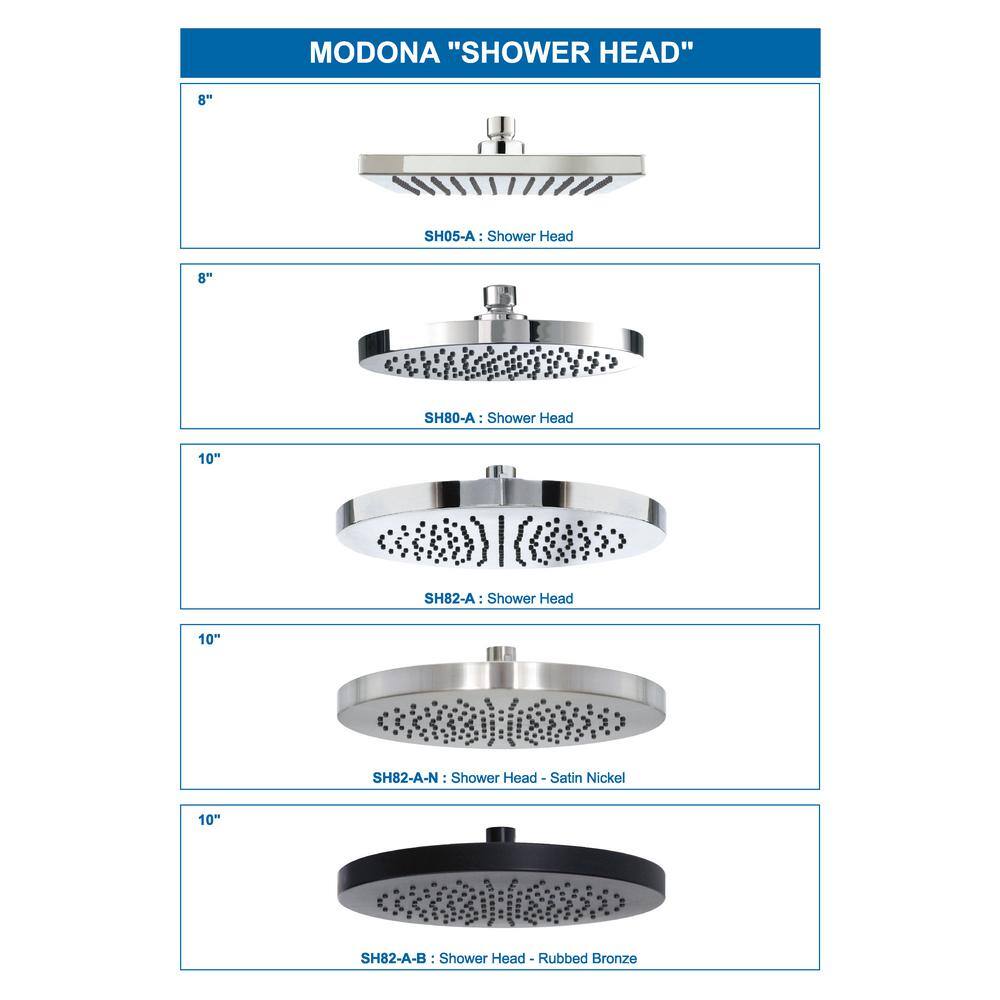 MODONA 1-Spray 10 in. Single Wall Mount Waterfall Fixed Rain Shower Head in Polished Chrome SH82-A