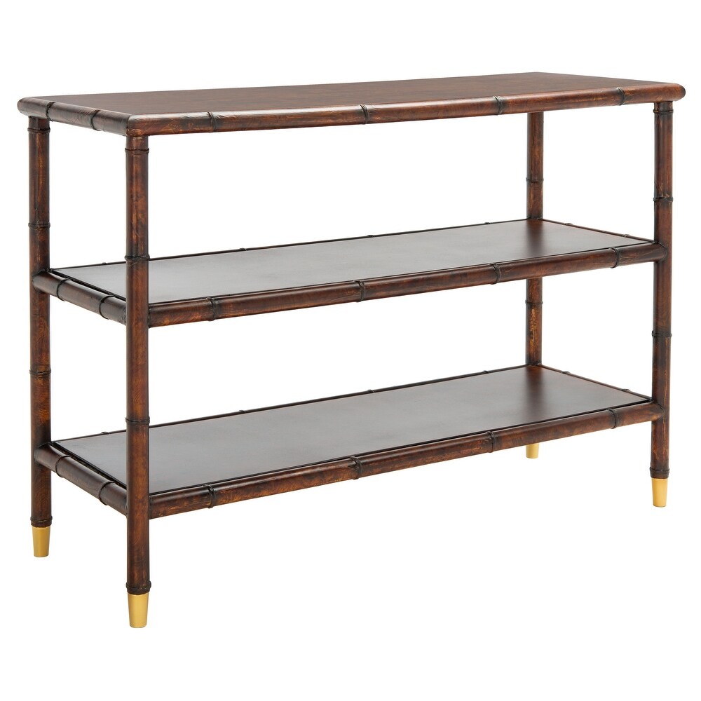 SAFAVIEH Tudor Dark Brown/ Gold 2 Shelf Console Table   42\