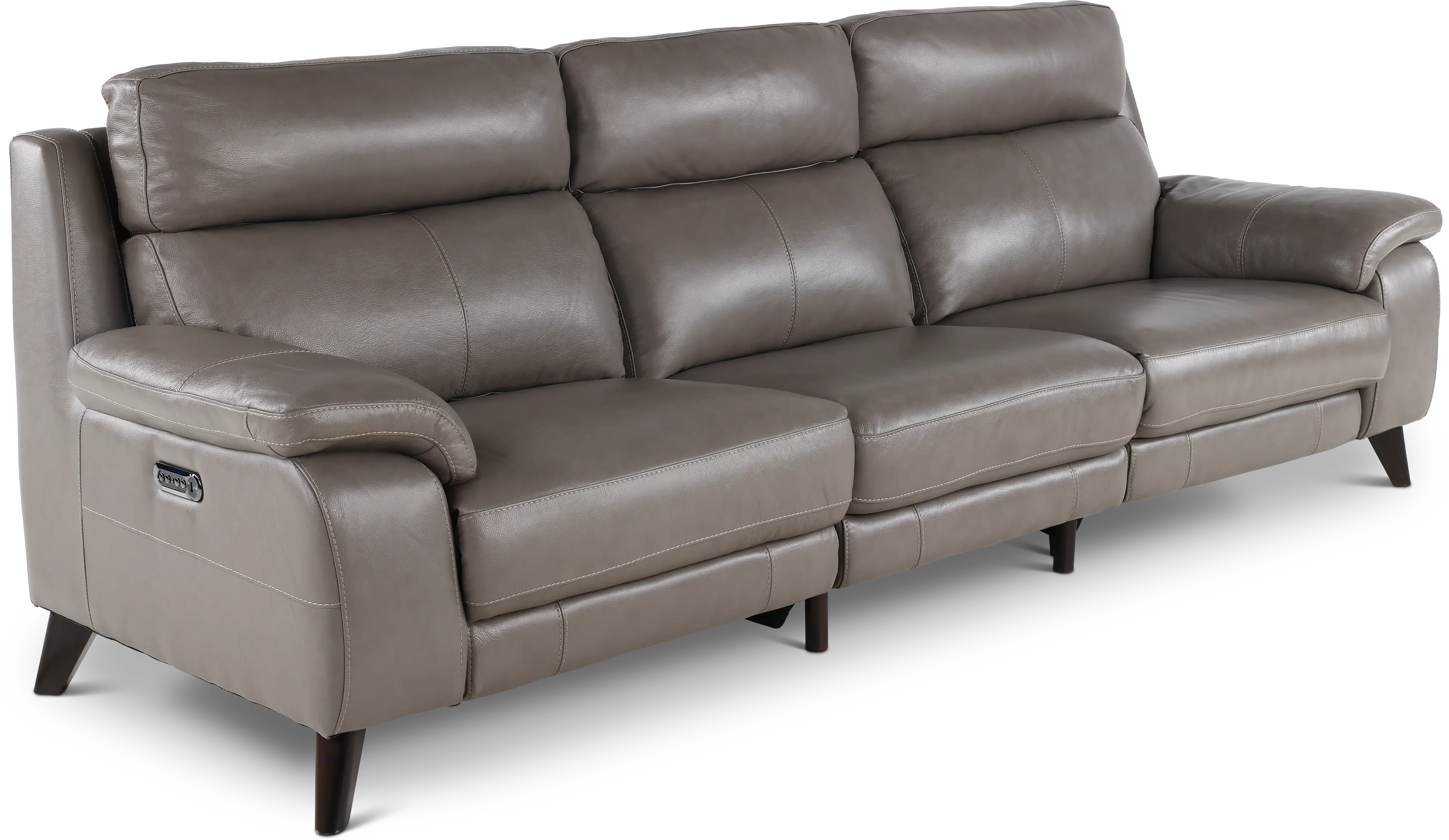 Venice Gray Leather-Match Dual Power Reclining Sofa