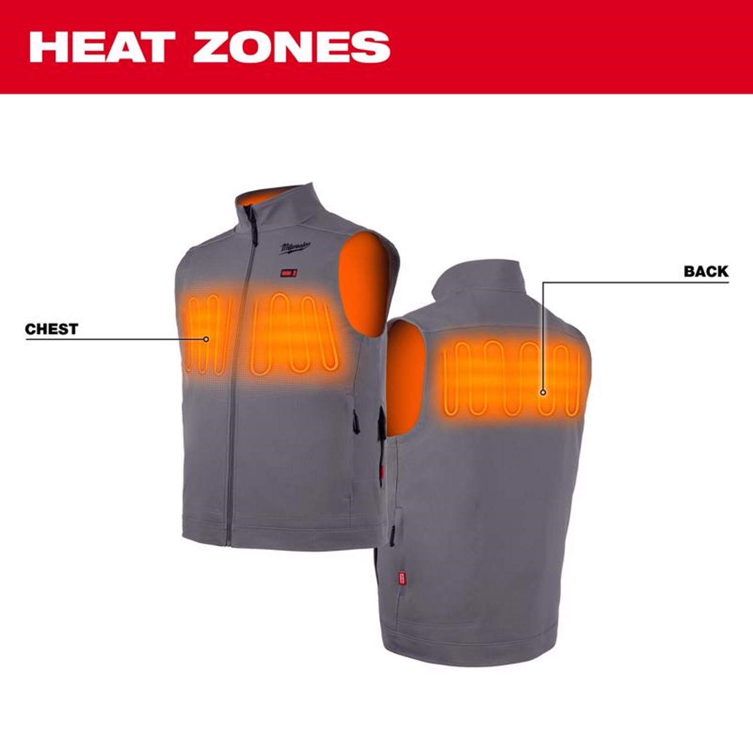 MW M12 L Sleeveless Unisex Full-Zip Heated Vest (Vest Only) Gray