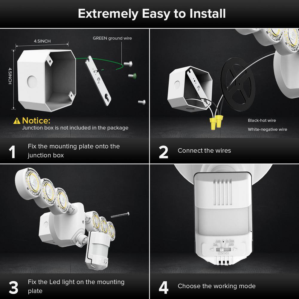 SANSI 45-Watt 6000 Lumens 180-Degree White Motion Sensor Outdoor Integrated LED 5000K Waterproof Dusk to Dawn Flood Light 01-04-001-014501