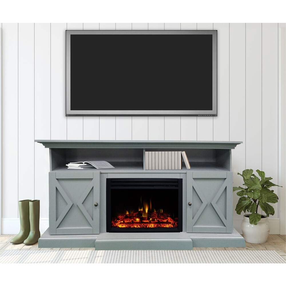 Cambridge Summit Slate Blue 62 in Electric Fireplace/Log Insert Mantel   N/A