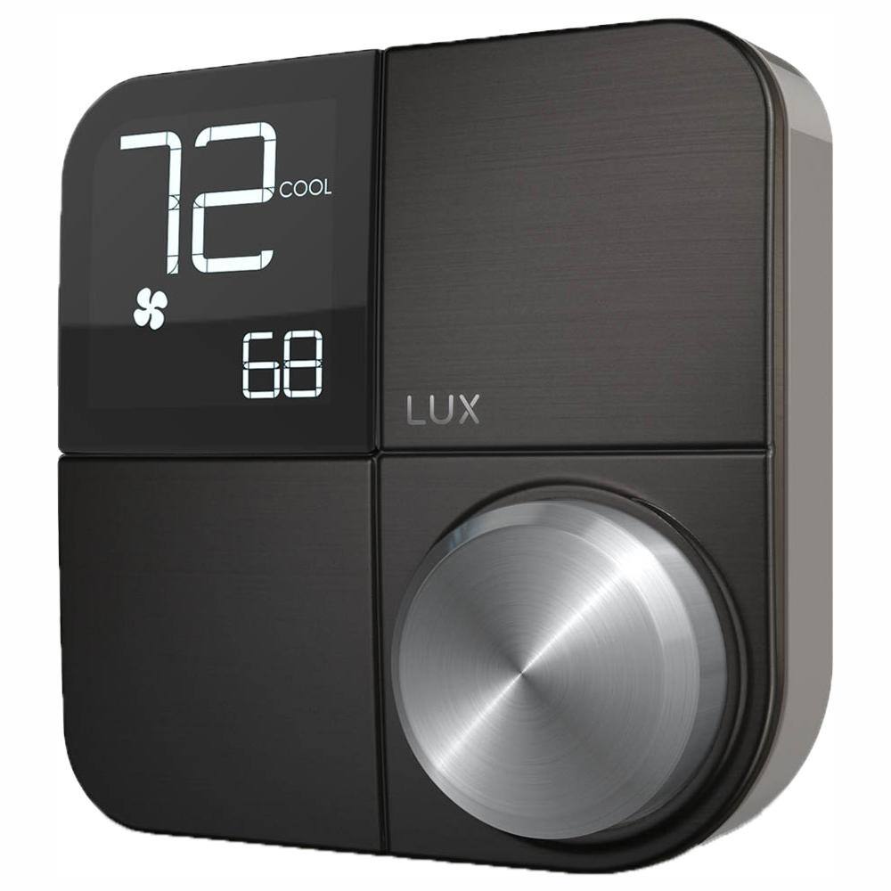 Lux Kono Smart Wi-Fi Thermostat with Interchangeable Black Stainless Steel Faceplate KN-S-MG1-B04