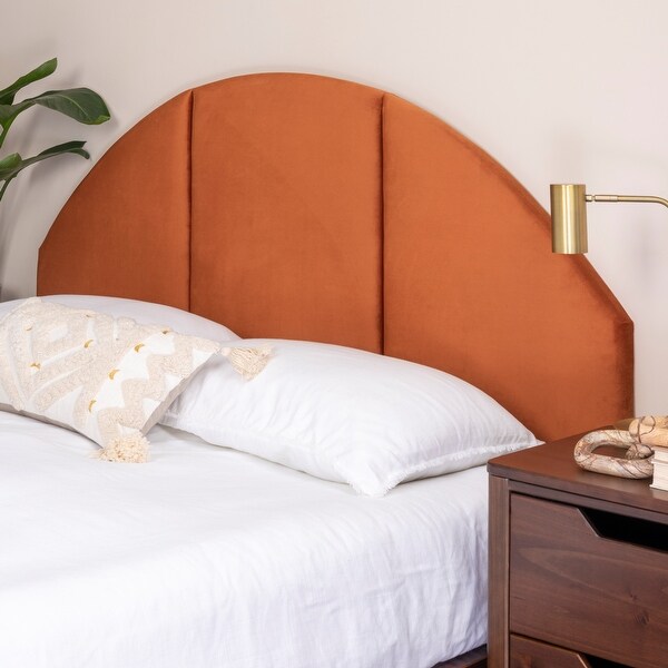 Queen Sized Upholstered Velvet Sound Reducing Panel Arched Headboard - - 37176438