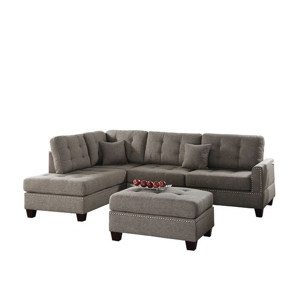 3 Piece Linen-Like Fabric Sectional Sofa Set