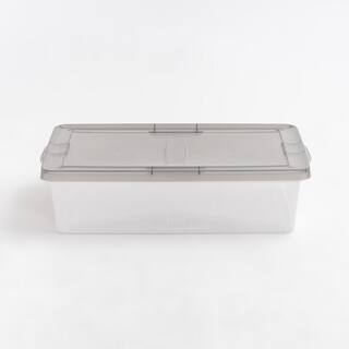 IRIS 7 Gal. Snap Top Plastic Storage Box in Clear wih Gray Lid 6 Pack 500157