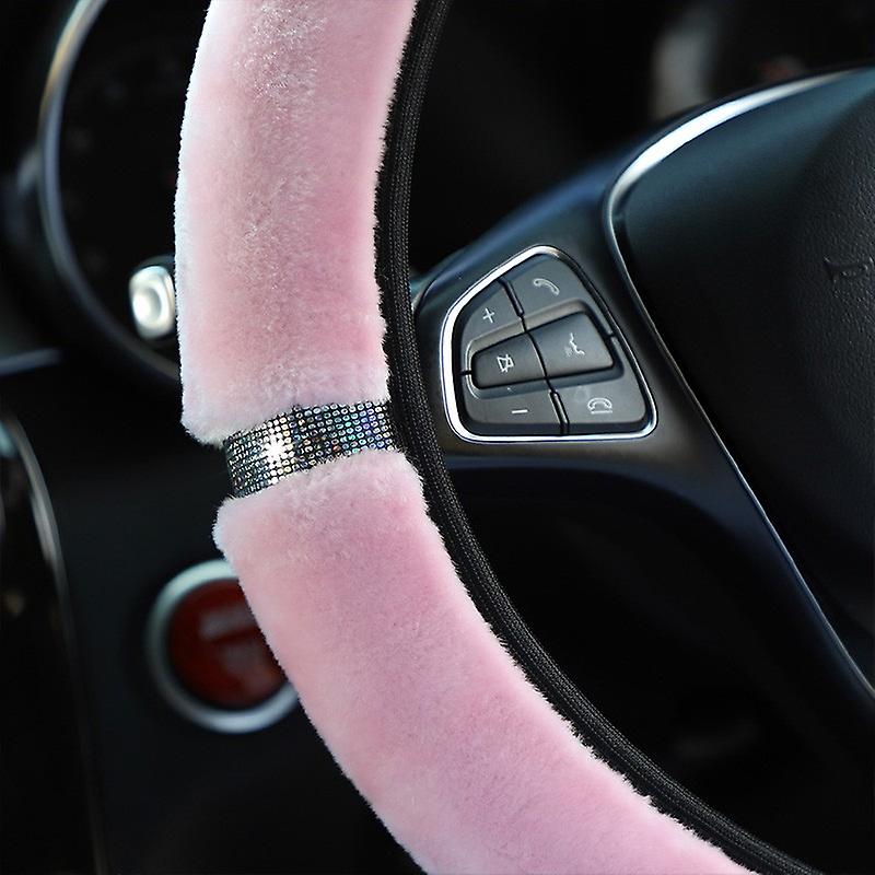 Car Steering Wheel Cover， Universal 37 38cm Soft Plush Rhinestone Cover，car Interior Decoration，warm Steering Wheel Cover，car Accessories