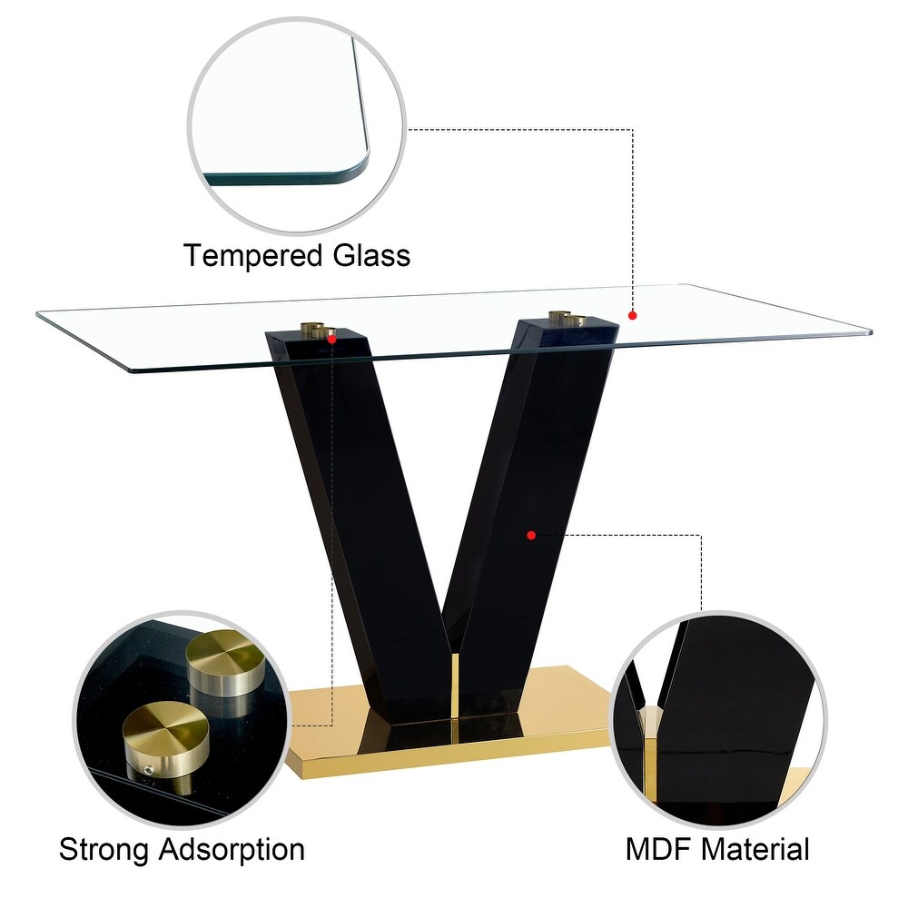 Rectangular Glass Dining Table with 0.4\