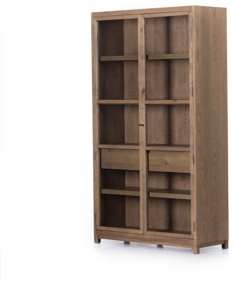 Millie Cabinet  Drifted Oak Solid   Transitional   Bookcases   by Four Hands  Houzz