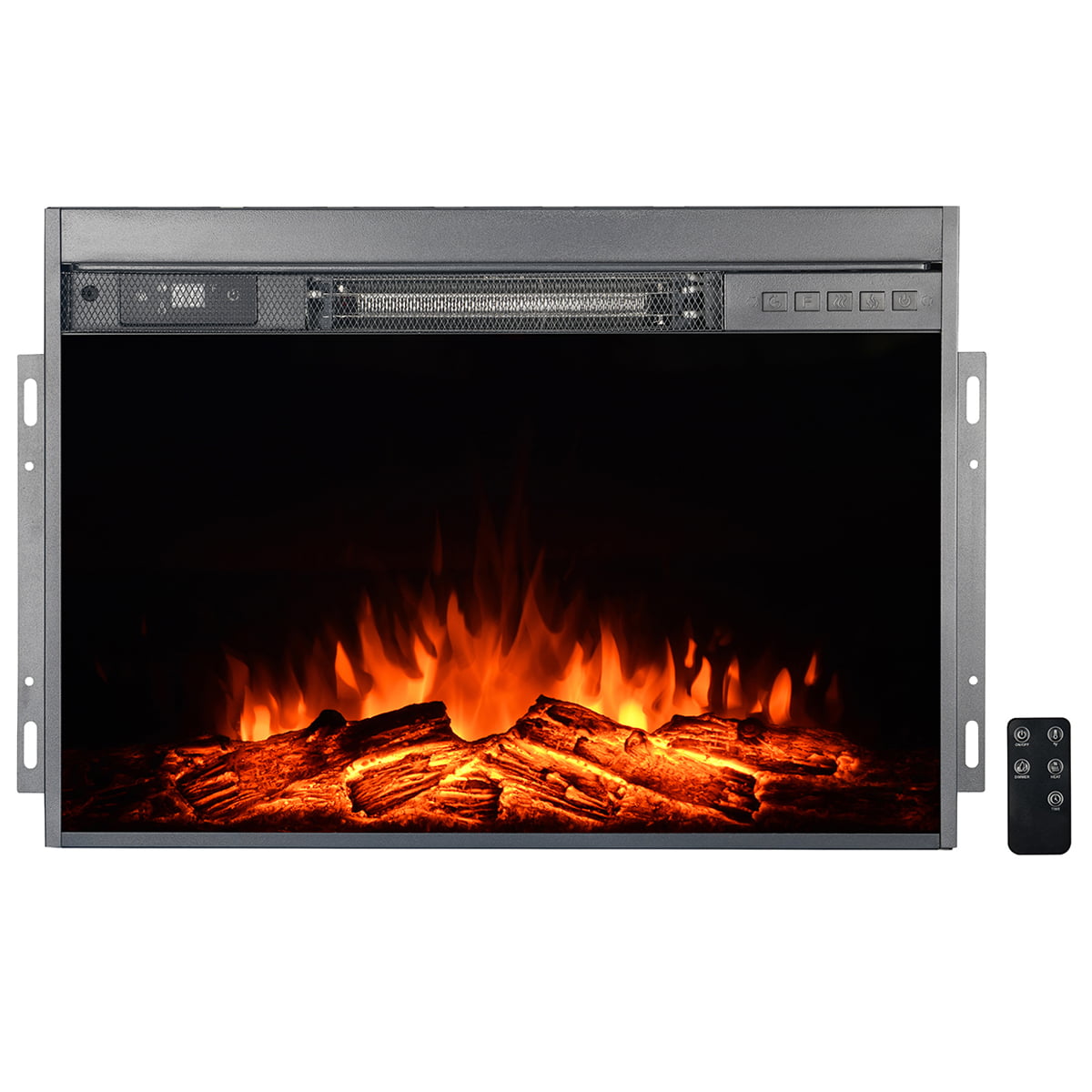 1500W Insert Fireplace Heater Flame Adjustable Timer Firebox Logs Electric Fireplace with Remote, Black