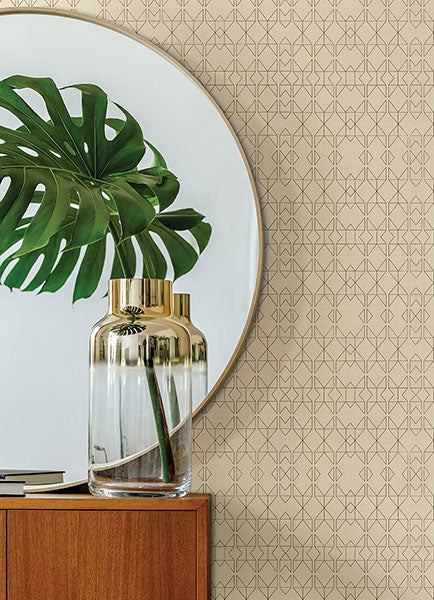 Paititi Gold Diamond Trellis Wallpaper from the Lustre Collection