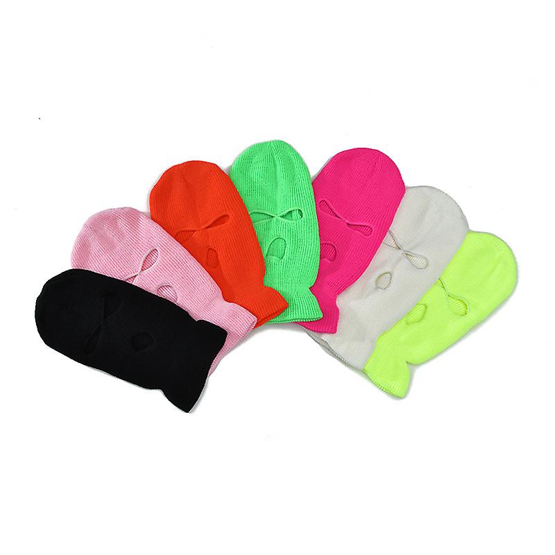 2pcs Full Face Cover Ski Mask Hat 3 Holes Balaclava Army Tactical CS Windproof Knit Beanies Bonnet Winter Warm Unisex Caps