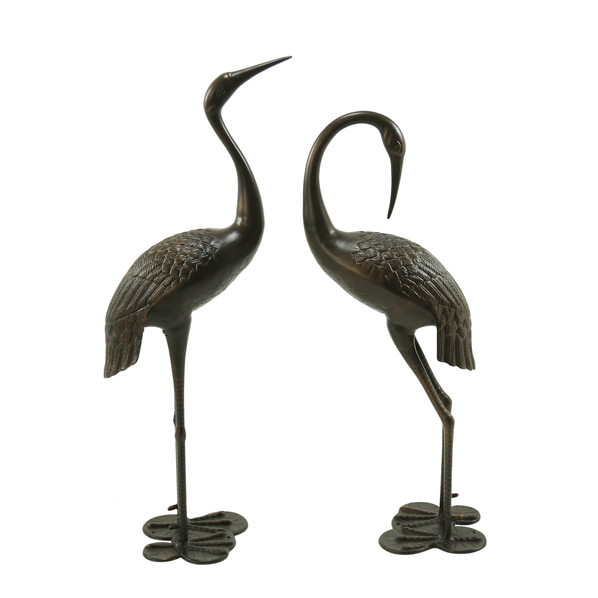 Mark Outdoor Dark Bronze Aluminum Crane/Heron Statues (Set of 2)