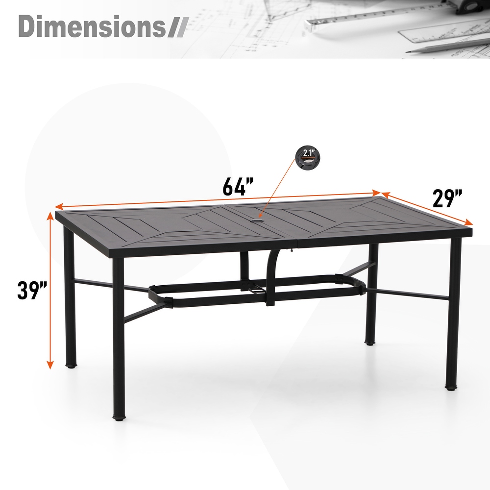 7/9 Pieces Patio Dining Set with E coating 8 Metal Stackable Chairs and 1 Expandable Rectangle Table