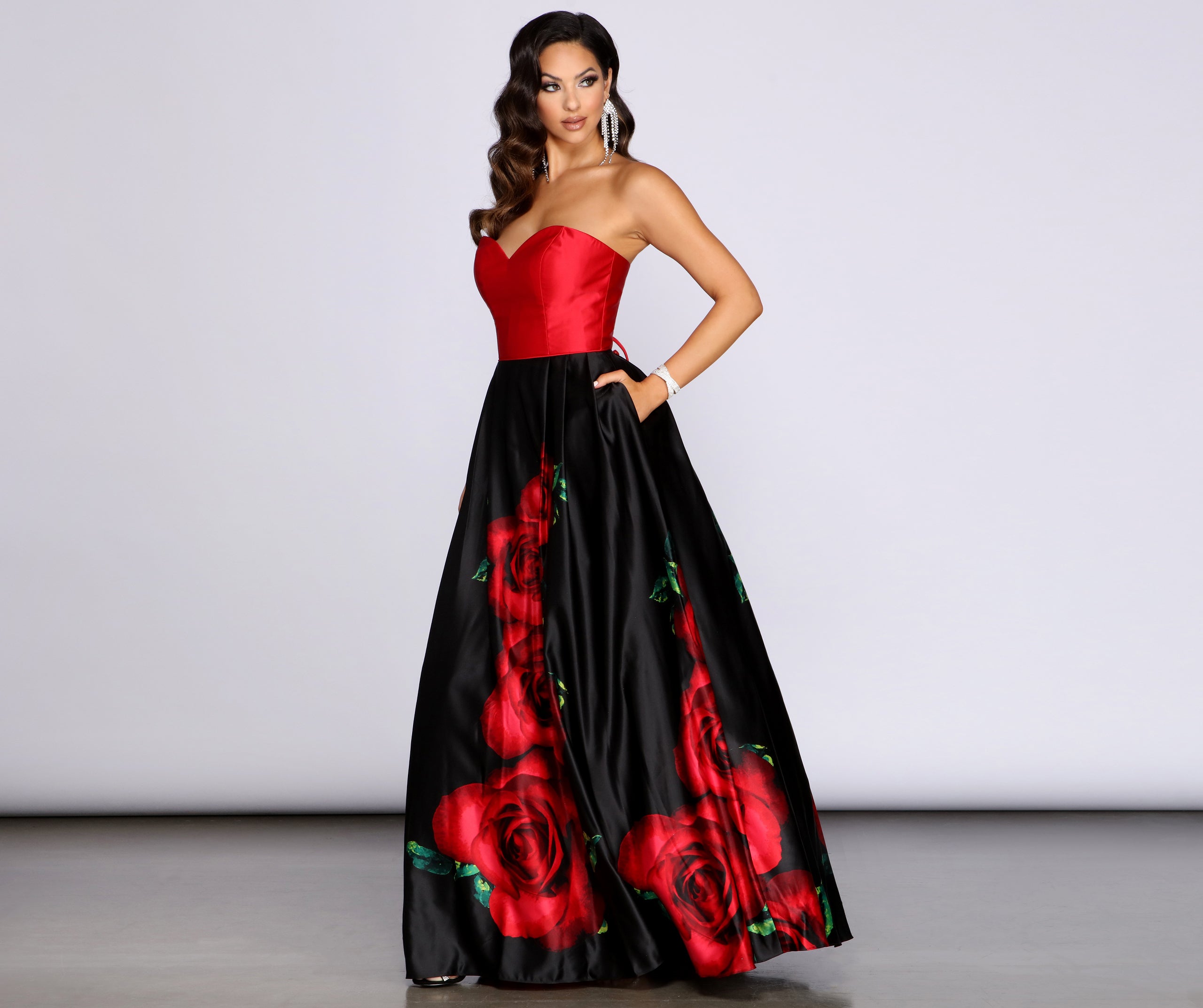 Macie Strapless Rose Ball Gown