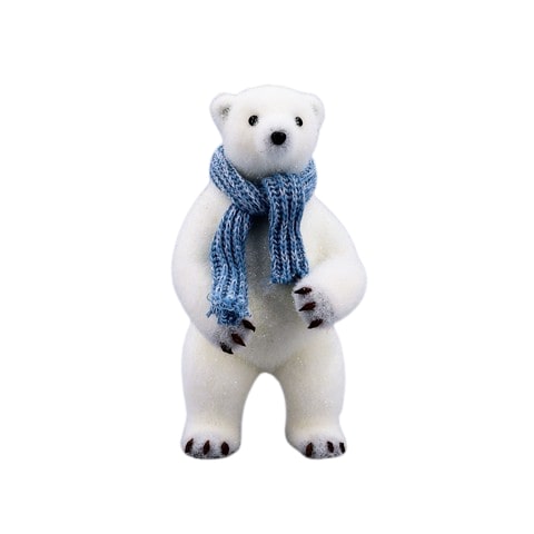 12 Standing Polar Bear With Blue Scarf