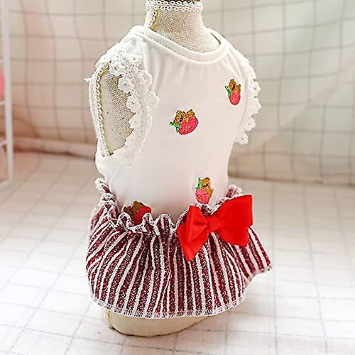 Strawberry Princess Dog Dress Summer Small Dog Pet Clothes Puppy Cat Dress Yorkshire Shih Tzu Wedding Dress