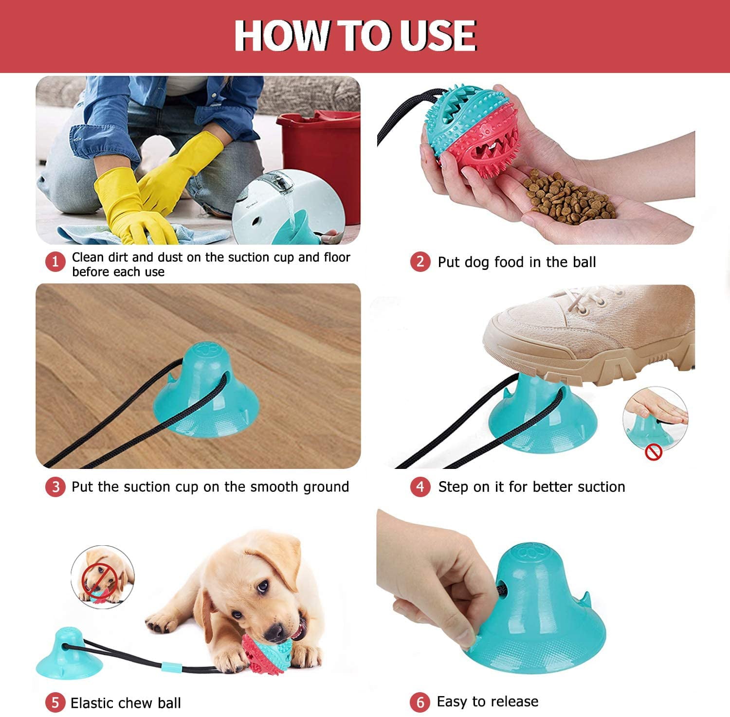 Dog Chew Suction Cup Tug of War Toy Multifunction Interactive Pet Aggressive Chewers Rope Puzzle Toothbrush Molar Bite Squeaky Toys Ball with Teeth Cleaning for Small Large Dogs