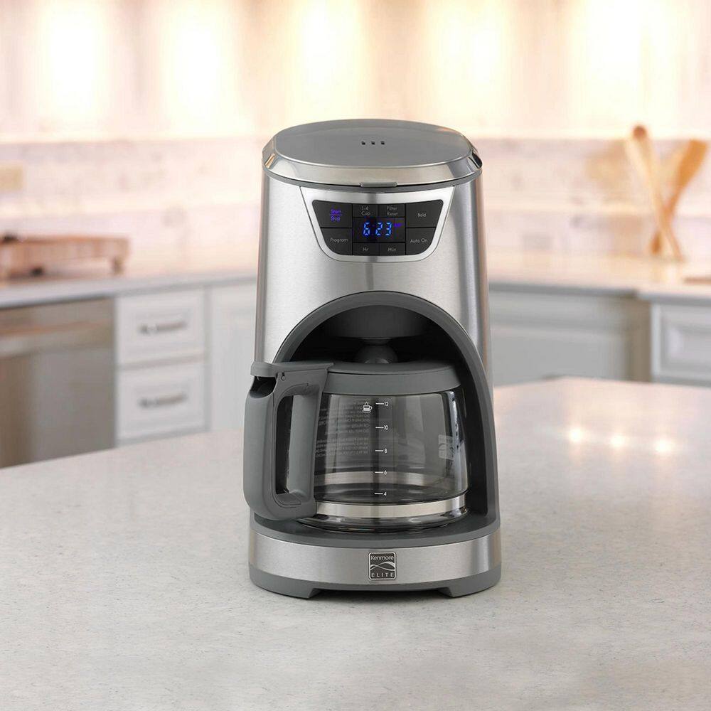 KENMORE Programmable 12- Cup Stainless Steel Drip Coffee Maker Aroma Control Reusable Filter KKECM12SS