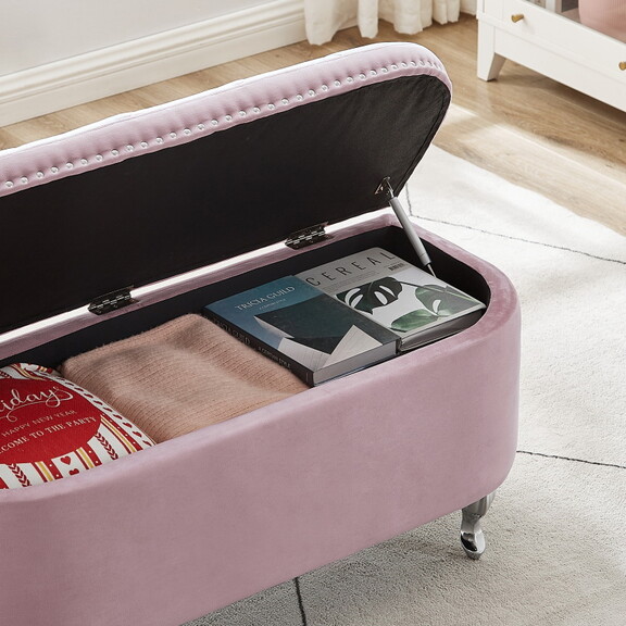 Storage bench  velvet upholstered tufted bench for...