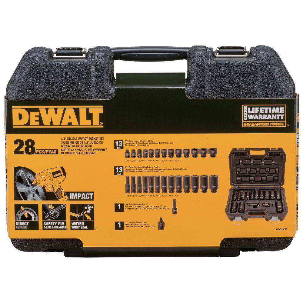 DW 12 in. Drive SAE Impact Socket Set (28-Piece) DWMT19244