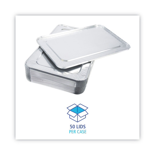 Boardwalk Aluminum Steam Table Pan Lids， Fits Full-Size Pan， Deep，12.88 x 20.81 x 0.63， 50/Carton (LIDSTEAMFL)