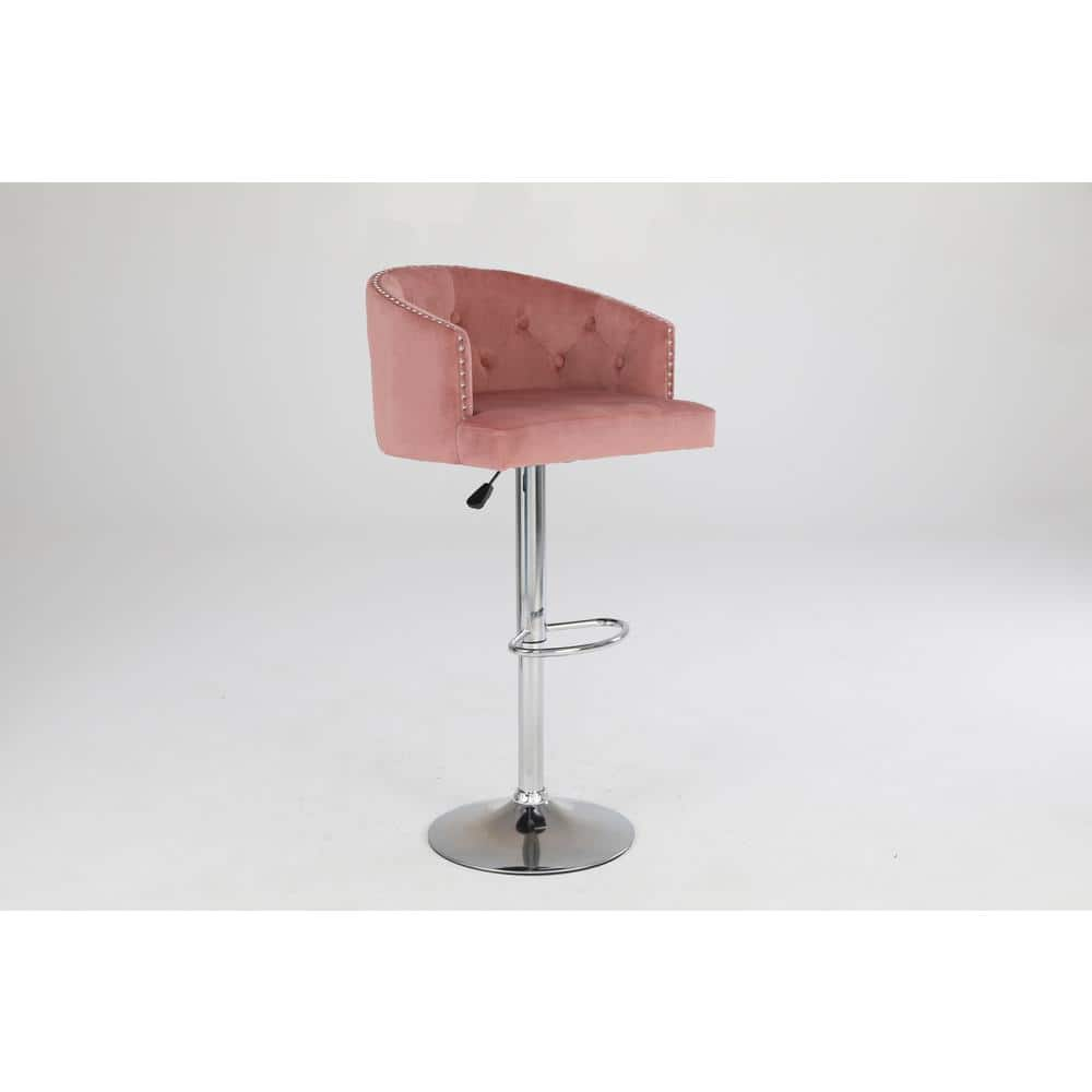 Silverpark 42.91 in. Pink Modern Counter Height Bar Stools Set of 2 Adjustable Swivel Bar Chairs,Seat Velvet Dining Room Bar Chairs AY00CA220725011